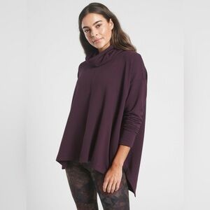 Athleta Burgundy Ethereal Brushed Funnel Neck Top Sweater